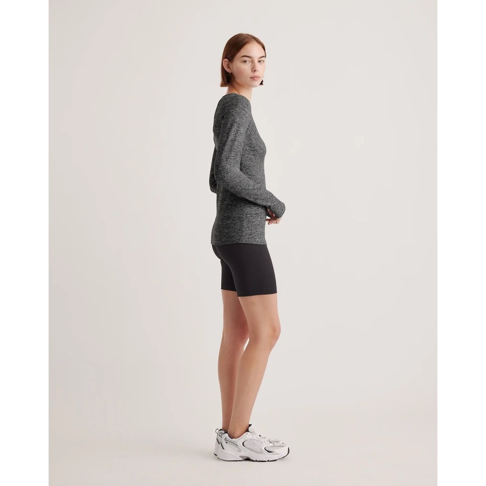 Quince Ultra-Soft Fitted Long Sleeve Top in Heather Charcoal Small NWT - Picture 3 of 10
